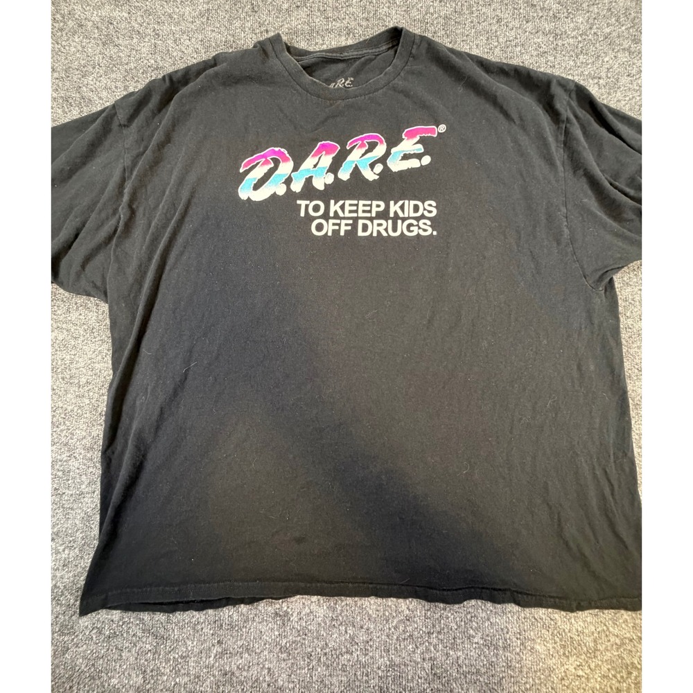 DARE To Keep Kids Off Drugs Graphic T-Shirt Black 3XL Retro 90s Style Tee